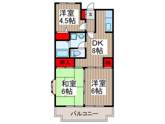 ルミエール南越谷(3DK/2階)の間取り写真
