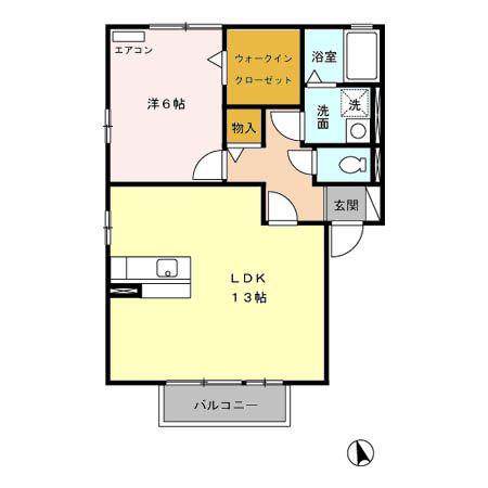 アーリーバード(1LDK/2階)の間取り写真