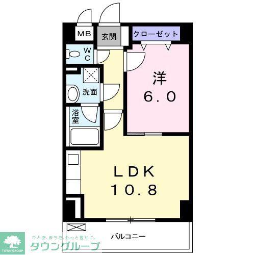 ベルフィオーレ千代田(1LDK/2階)の間取り写真