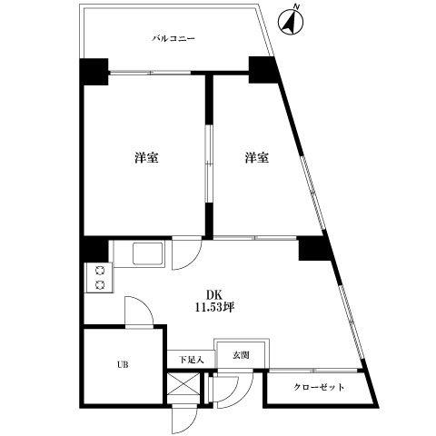 西新宿青木ビル(2DK/4階)の間取り写真