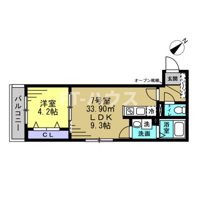 ERIU(1LDK/2階)の間取り写真