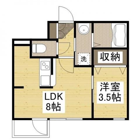 月光江波本町さくら(1LDK/3階)の間取り写真