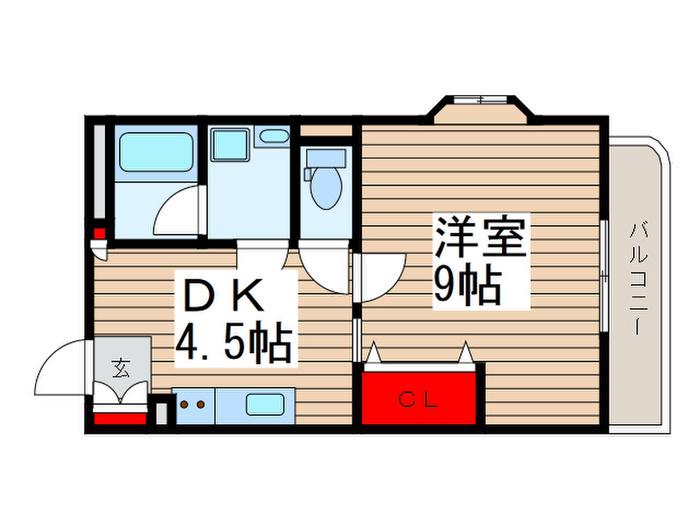 サンライズコート(1DK/2階)の間取り写真
