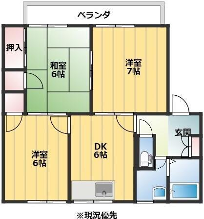 リバティSETO 1(3DK/2階)の間取り写真