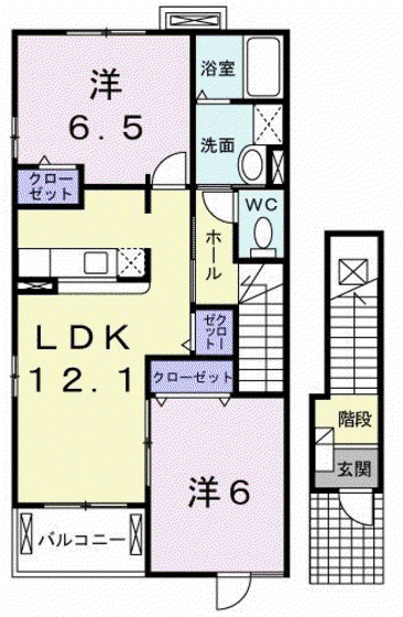 フォーリスト クスジI(2LDK/2階)の間取り写真