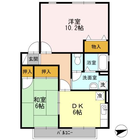 ヴィラアネシス(2DK/2階)の間取り写真