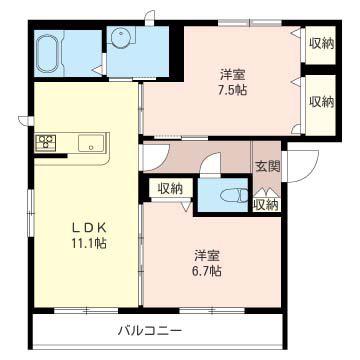 フォレナ アイ(2LDK/2階)の間取り写真