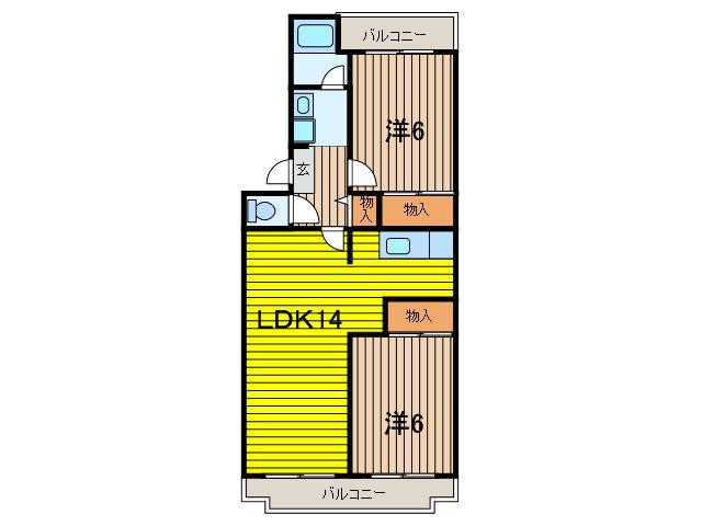 プリムローズ南浦和(2LDK/1階)の間取り写真