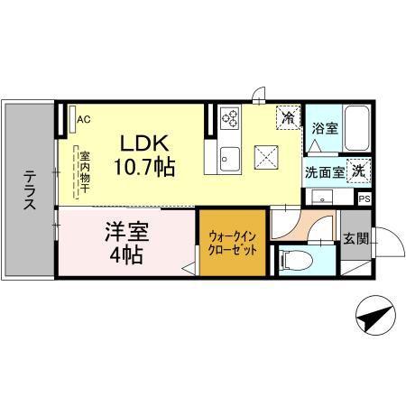 トレンタ 氷室(1LDK/1階)の間取り写真