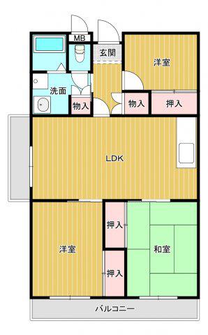 セントラルレジデンシャル(3LDK/6階)の間取り写真