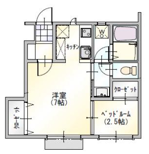 ベルクレスト(1SK/1階)の間取り写真