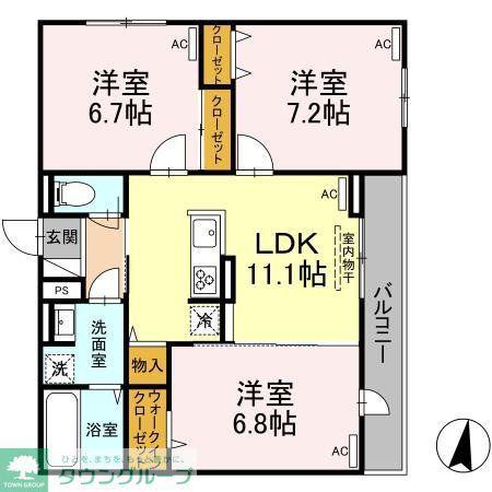 レクシア江戸川(3LDK/2階)の間取り写真