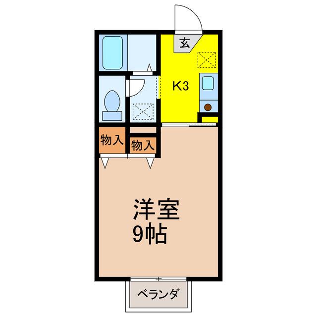 ハイツティンカーベル(1K/2階)の間取り写真