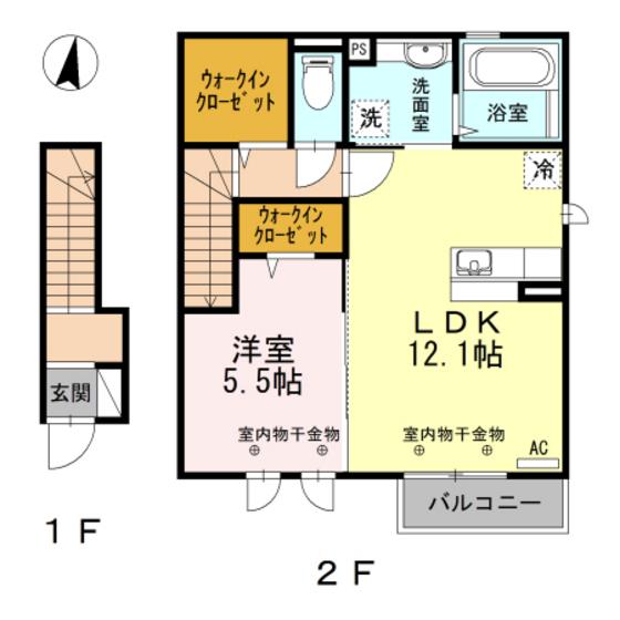 トリスタ(1LDK/2階)の間取り写真