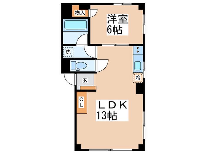 笹岡ビル(1LDK/1階)の間取り写真