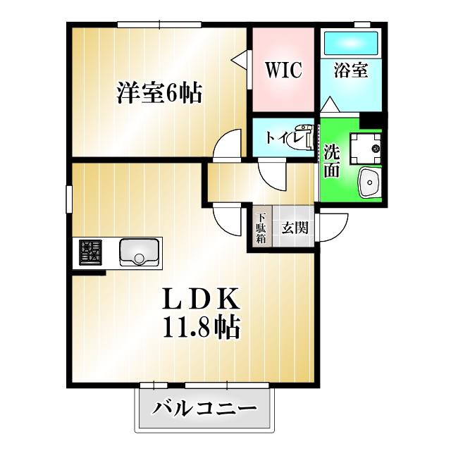 ルピナ B棟(1LDK/2階)の間取り写真