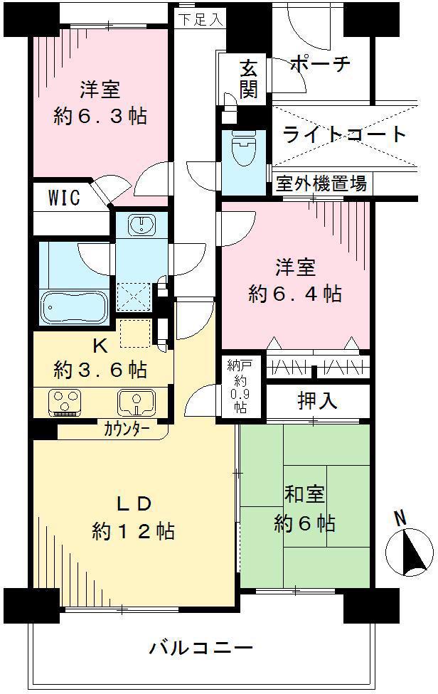 ヴェールガーデン富士見台(3LDK/2階)の間取り写真