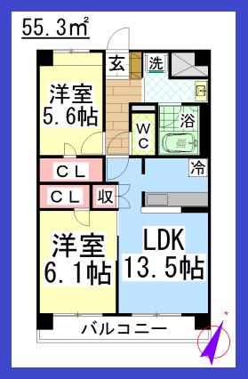 SRルミエール(2LDK/4階)の間取り写真