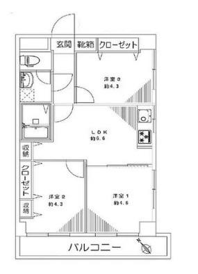スカイハイツ清新(3LDK/2階)の間取り写真