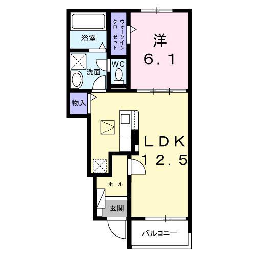 リンナラ(1LDK/1階)の間取り写真