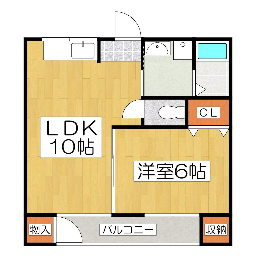 ブルーコート西野山(1LDK/2階)の間取り写真