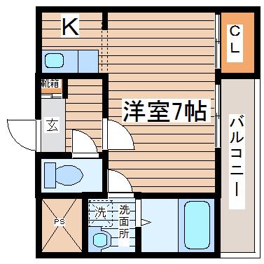 メゾンアルファ北仙台(1K/1階)の間取り写真