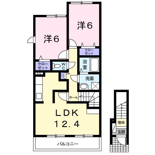 ラッフィナート(2LDK/2階)の間取り写真
