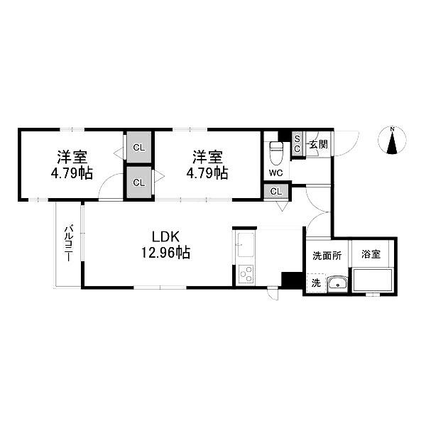プレシャス新栄(2LDK/1階)の間取り写真