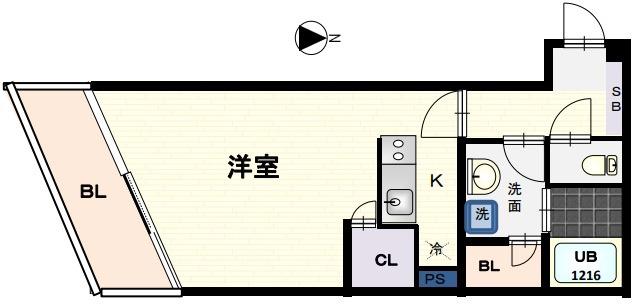 ブランネージュ銀閣寺道(1K/4階)の間取り写真