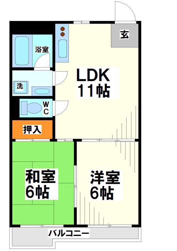 モンターニュ国領(2LDK/1階)の間取り写真
