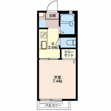 ディアスY II(1K/1階)の間取り写真