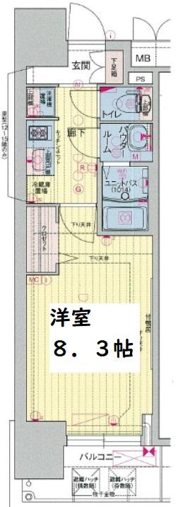 プレサンス心斎橋ソレイユ(1K/15階)の間取り写真