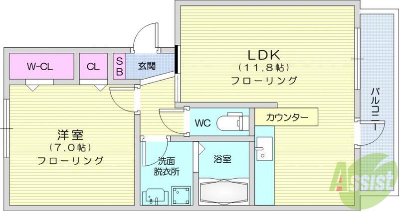 グランビアA(1LDK/3階)の間取り写真