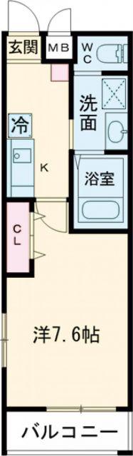ワコーレヴィータ伊丹北本町(1K/2階)の間取り写真