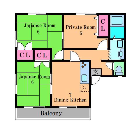 サンハイム千代田I番館(3DK/1階)の間取り写真