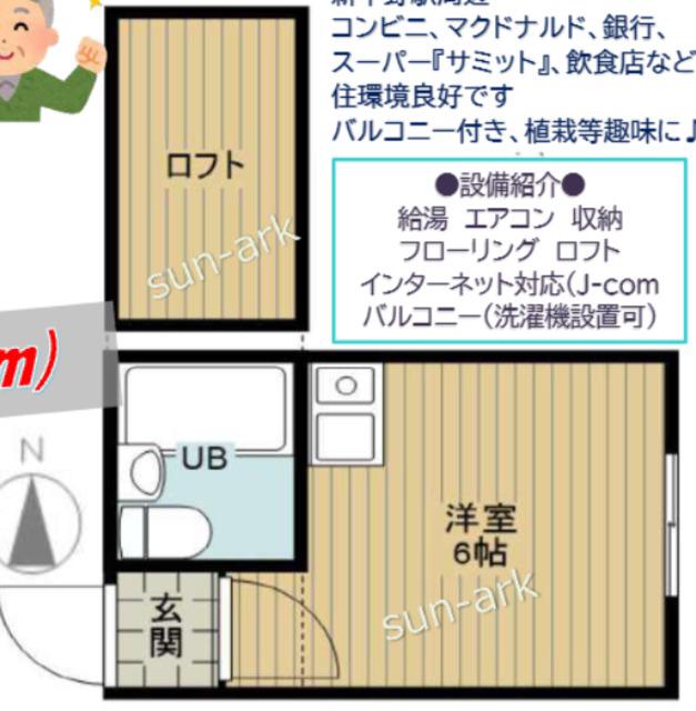 ガーデンハイツ新中野(ワンルーム/1階)の間取り写真