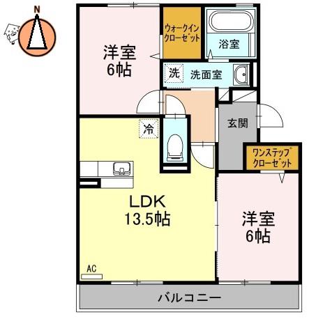 カルチェ ASUKA(2LDK/3階)の間取り写真