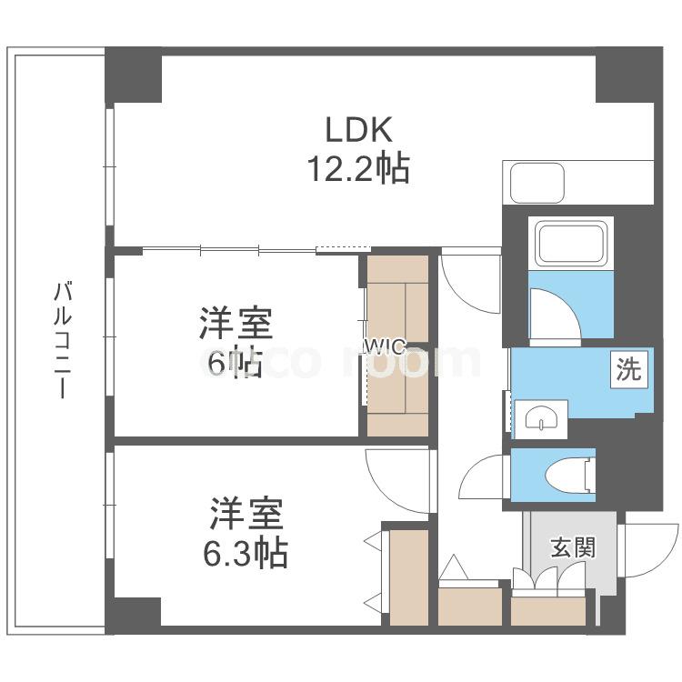 レジディア西天満(2LDK/11階)の間取り写真