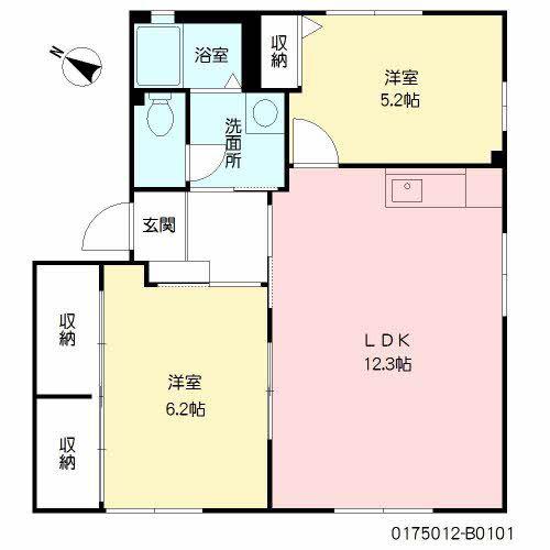 グレイス頓野B(2LDK/1階)の間取り写真