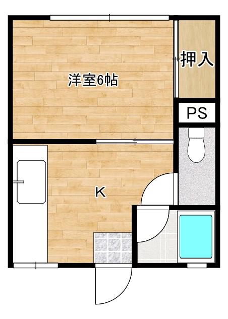 コーポ奥名A(1K/2階)の間取り写真