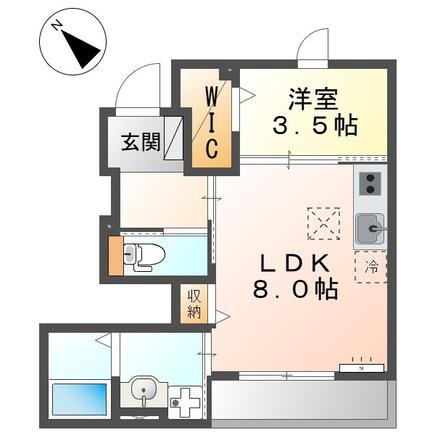 フェリシテII(1LDK/1階)の間取り写真