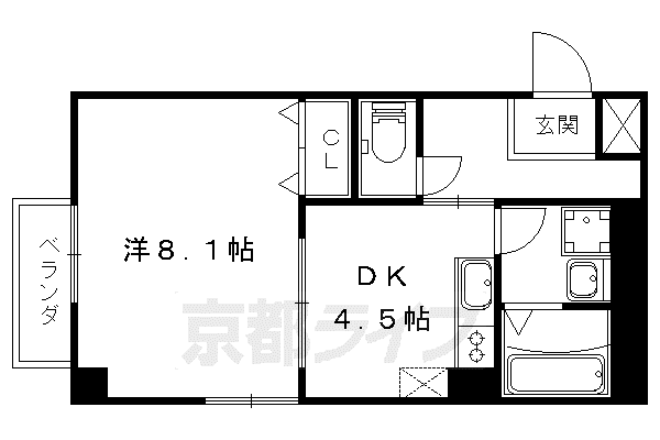 プレステージ翼(1DK/4階)の間取り写真