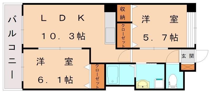 セントフィールド(2LDK/1階)の間取り写真