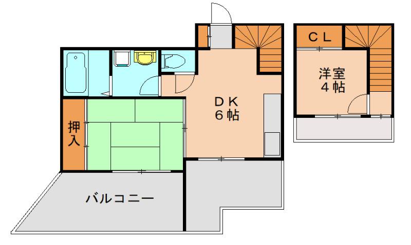 エスポワール箱崎宮前(2DK/5階)の間取り写真