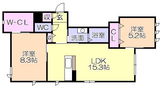 MAST東櫛原C(2LDK/1階)の間取り写真