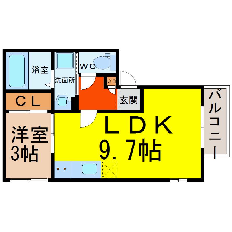 REGALEST荒江(1LDK/1階)の間取り写真