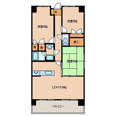 ダイアパレスパークサイド御船(3LDK/11階)の間取り写真