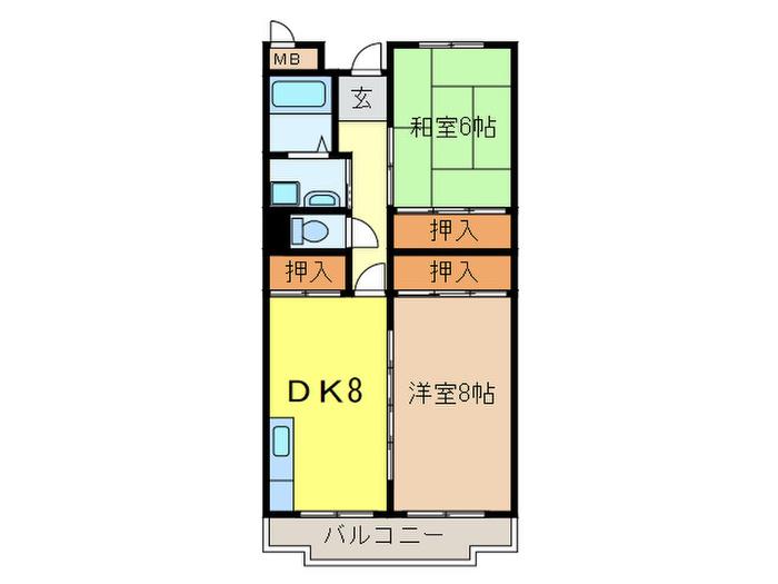 メゾン3桑原(2DK/2階)の間取り写真