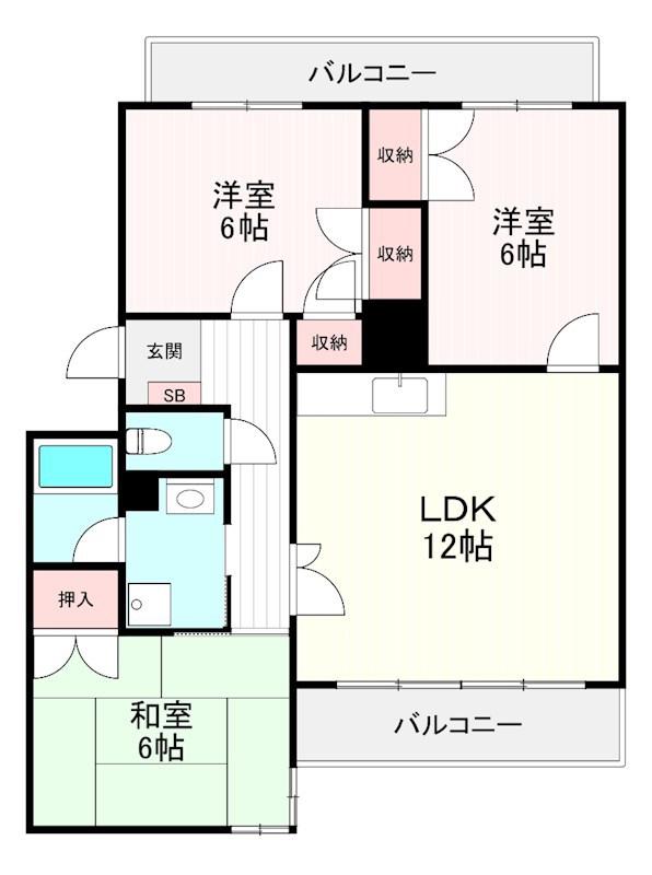 すなおマンション(3LDK/2階)の間取り写真