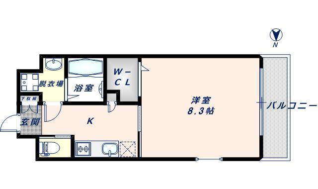 フォレストグレイス高井田1(1K/4階)の間取り写真